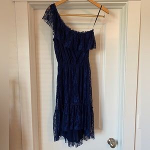 Chelsea and Violet one shoulder dress, size small, navy lace